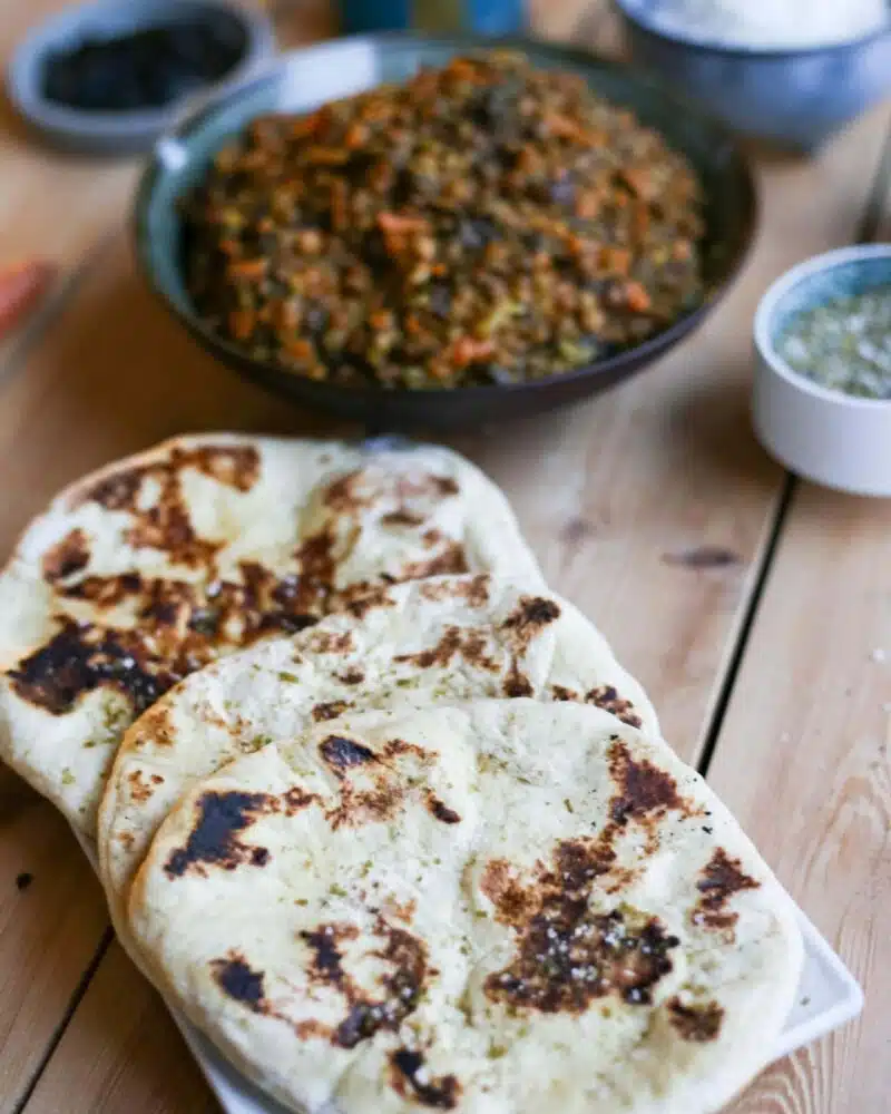 Naan bread with sugar kelp