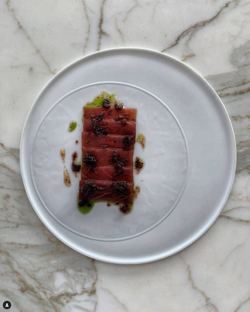 kombu-matured tuna with truffle seaweed