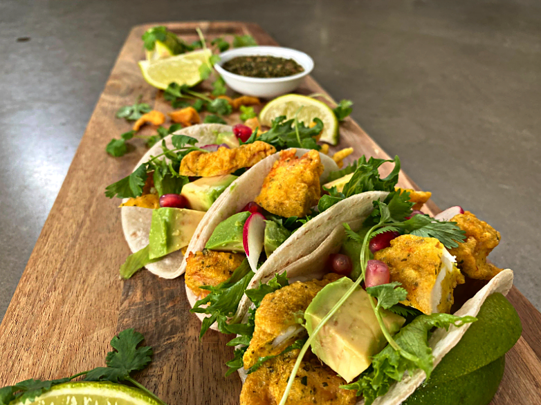 fish tacos with lofoten seaweed spice blend