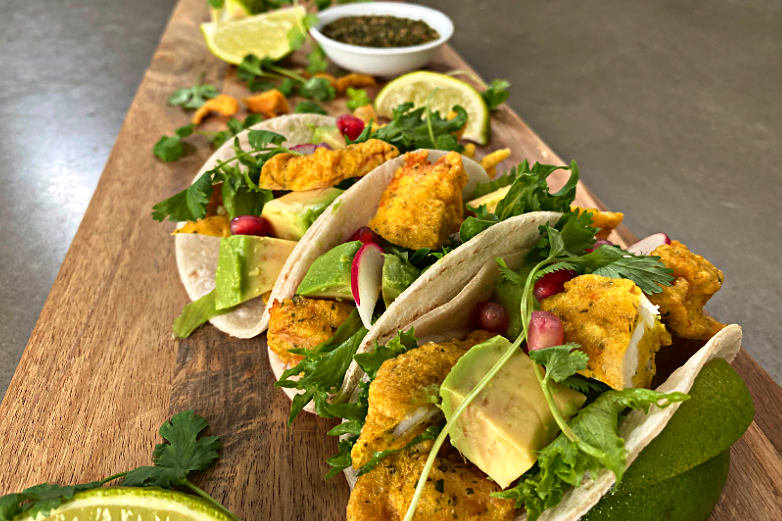 fish tacos with lofoten seaweed spice blend