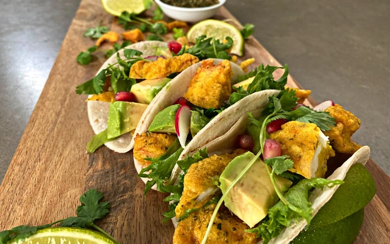 fish tacos with lofoten seaweed spice blend