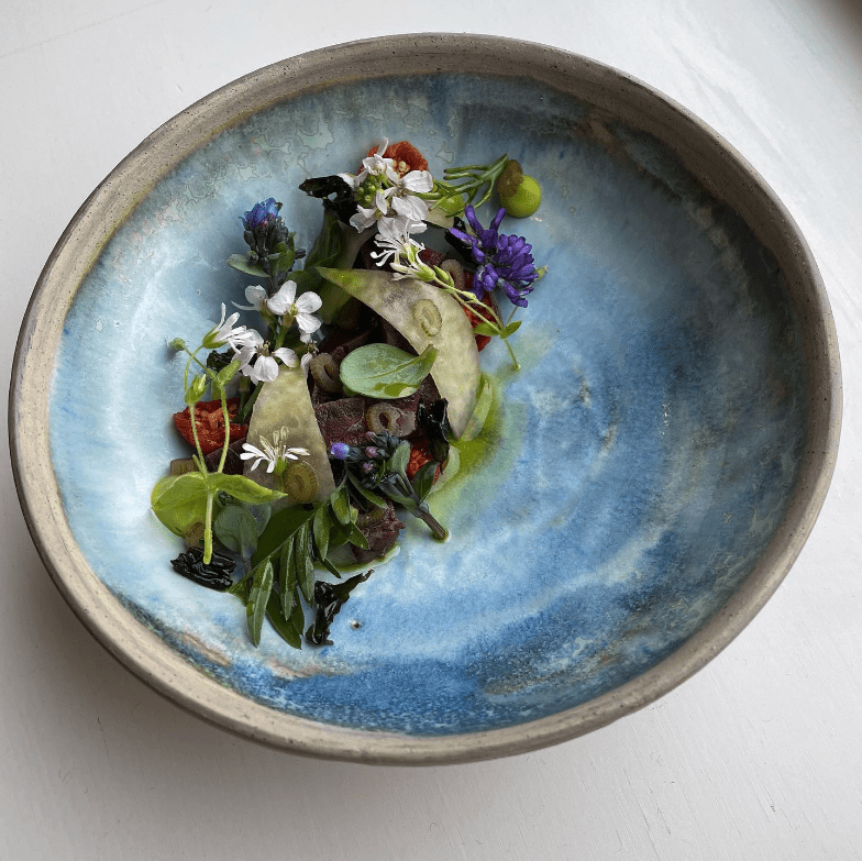 whale salad with nori and beach herbs