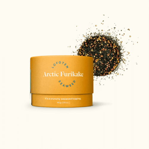 An Arctic Furikake package with a display of the contents.