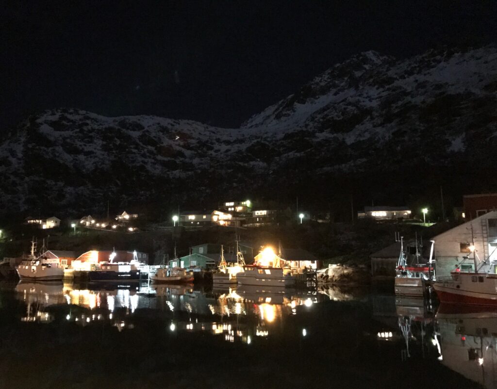 The fishing village of Napp during the polar night