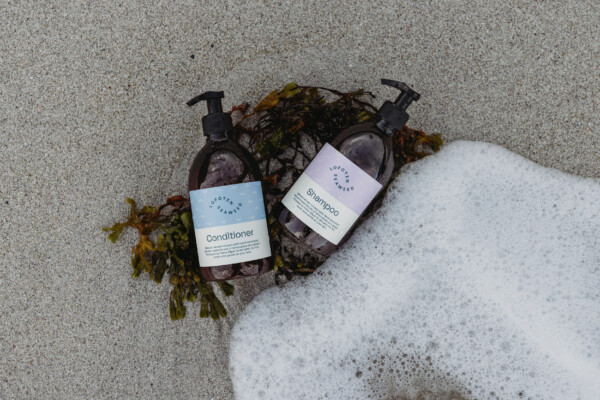 Lofoten Seaweed cosmetic products on the beach