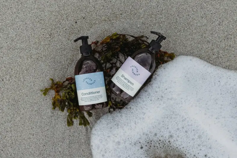 Lofoten Seaweed cosmetic products on the beach