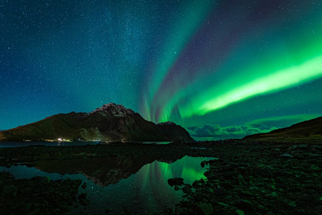 Northern lights in the sky during the polar night