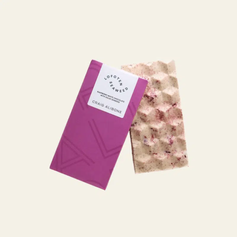 White chocolate with raspberry and dulse